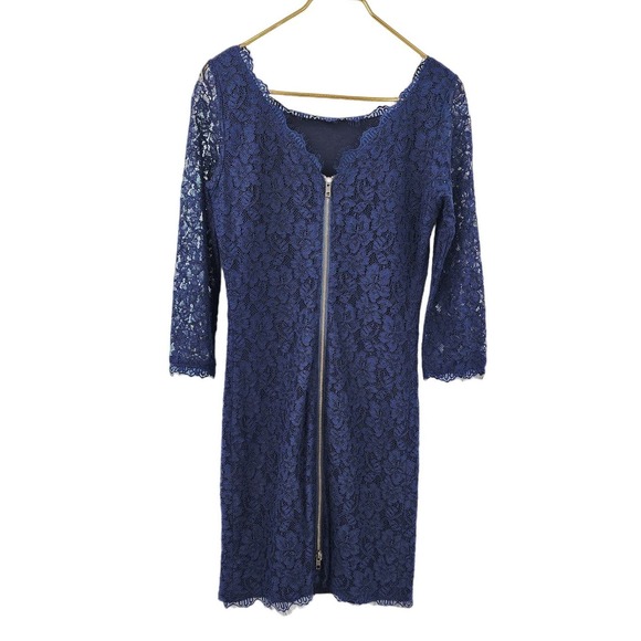 Diane Von Furstenberg Zarita Dress In Midnight Blue Lace Size 10 - Picture 5 of 14